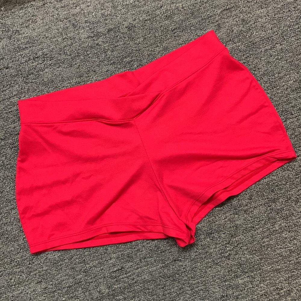 Danskin V-Waist Hot Shorts. Matte Red NWT